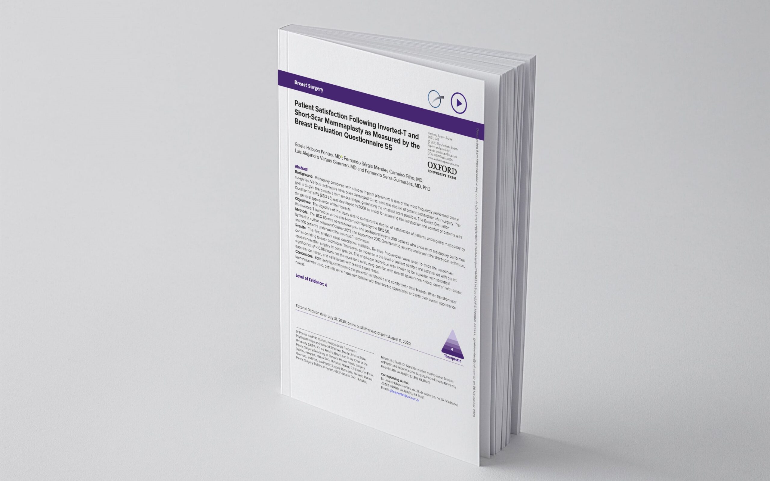 Leia mais sobre o artigo Patient Satisfaction Following Inverted-T and<br>Short-Scar Mammaplasty as Measured by the<br>Breast Evaluation Questionnaire 55